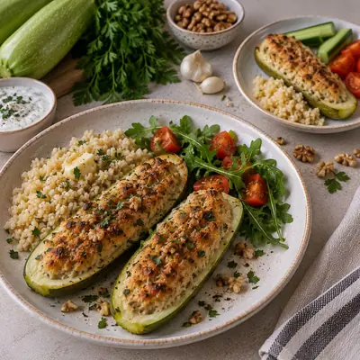 Фаршировані кабачки з куркою та волоськими горіхами